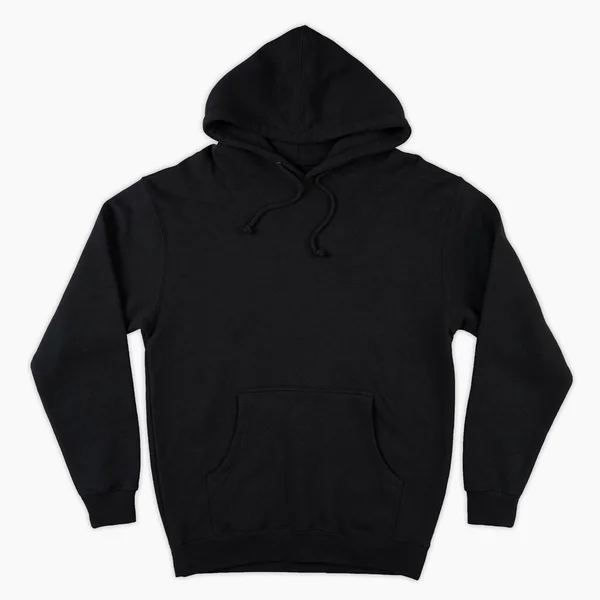 Blank Black Male Hooded Sweatshirt Long Sleeve Clipping Path Mens — 스톡 사진