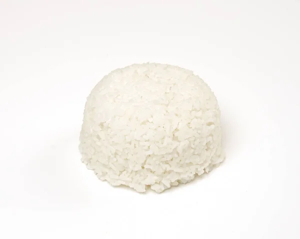 Arroz Branco Indonésio Típico Fundo Branco Isolado Arroz Forma Servido — Fotografia de Stock