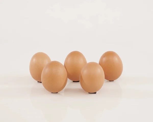 Some Chicken Eggs Laid Out Stand Isolated White Background Health — Stock Photo, Image