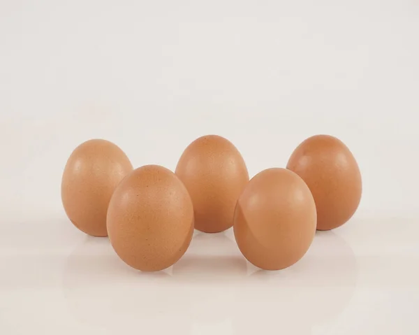 Some Chicken Eggs Laid Out Stand Isolated White Background Health — Stock Photo, Image