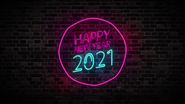 映画のグラフィックフォームスピーチ 幸せな新年2021年 流行の色とクールなモーショングラフィックスの組み合わせ — ストック動画