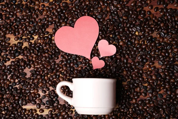 Conceito Fundo Valentine Com Amantes Café Combinação Uma Xícara Branca — Fotografia de Stock