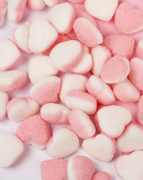 Bonbons Forme Coeur Avec Deux Côtés Couleur Différente Saupoudré Sucre — Photo