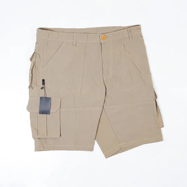 Pantalone Cargo Corto Uomo Con Motivo Liscio Isolato Sfondo Bianco — Foto Stock
