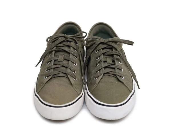Army Green Canvas Sneakers Isolated Plain White Background Shoe Shoe — Stock Photo, Image
