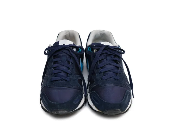 Sneakers Navy Con Motivo Azzurro Isolato Fondo Bianco Sneakers Dal — Foto Stock