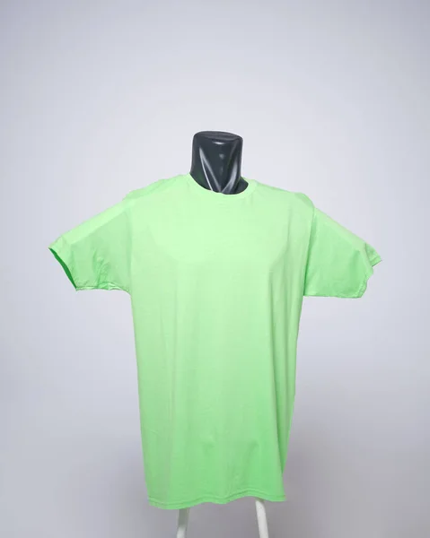 Neon Green Color Blank Men Shirt Template Front View Natural —  Fotos de Stock