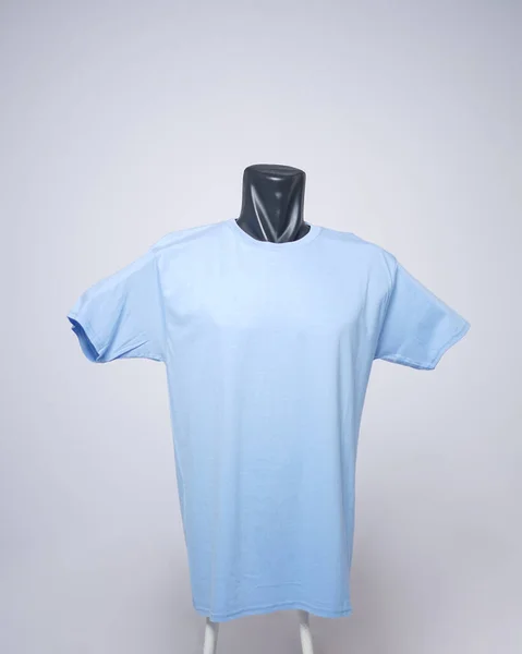 Light Blue Blank Men Shirt Template Front View Natural Shape — Stock Photo, Image