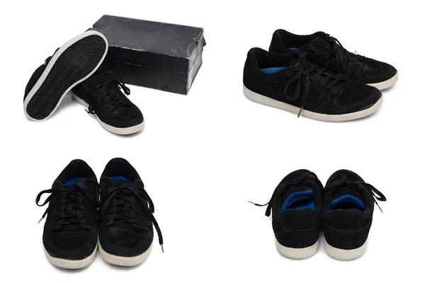Plain Black Sneakers Multiple Sides Sneakers Simple Model Suitable Everyday — Stock fotografie