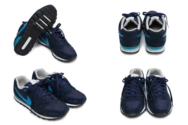 Navy Sneakers Light Blue Pattern Multiple Sides Sneakers Simple Model — Stock fotografie