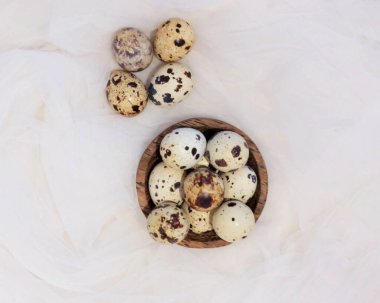 Kaplumbağalardan bıldırcın yumurtası ya da yumurta. Yumurtaları için kasten tutulan özel kaplumbağalar. Yumurta kalıpları. Kaplumbağa yumurtası kavramı. Sağlıklı organik gıda ve diyet konsepti. Bulanık odak.