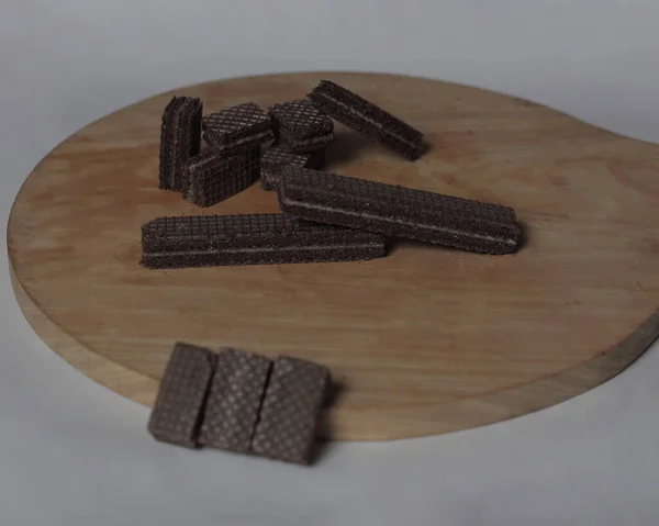 Chocolate Biscuit Wafers Filled Delicious Chocolate Cream Wafers Usually Sweet — Stok Foto