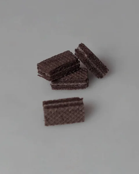 Galletas Chocolate Rellenas Deliciosa Crema Chocolate Las Obleas Suelen Ser — Foto de Stock