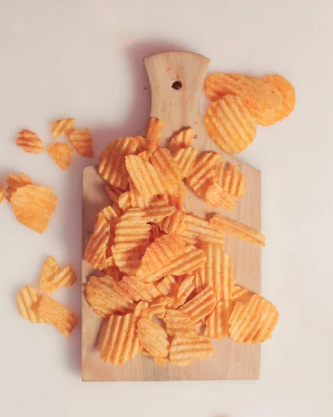 Baked Potato Chips Snacks Wrapped Sweet Spicy Red Spices Add — Stock Photo, Image