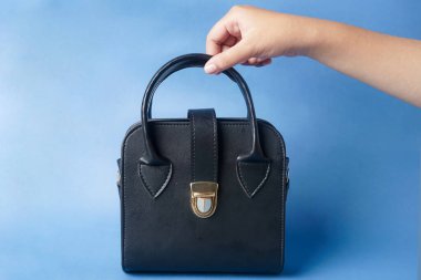 Mavi Arkaplan Önünde El Tutma Çantası