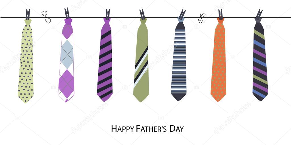 Happy Father's Day greeting card with hanging tie vector