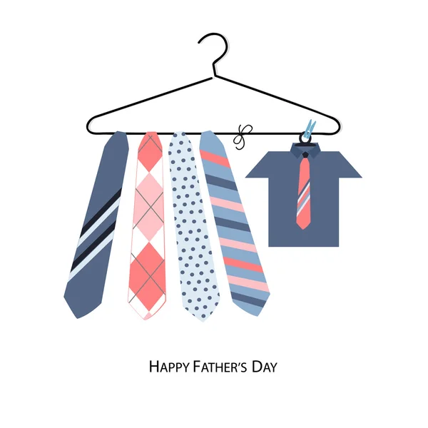 Glückwunschkarte zum Vatertag mit hängender Krawatte und Männerhemd — Stockvektor
