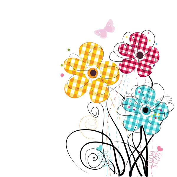 Flores abstractas de colores. Plaid patrón vector fondo — Vector de stock