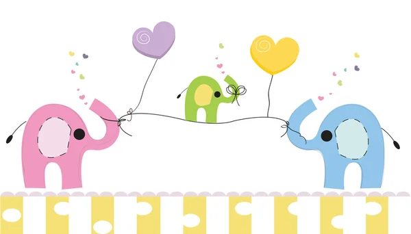 Cute elephants and baby elephant. Baby shower greeting card. Newborn baby vector background Stock Vector