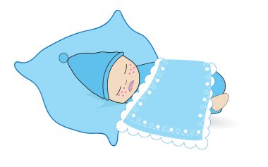 Yeni doğan erkek bebek bebek vektör arka plan uyku