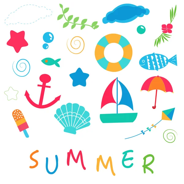 Zomer iconen vector achtergrond — Stockvector