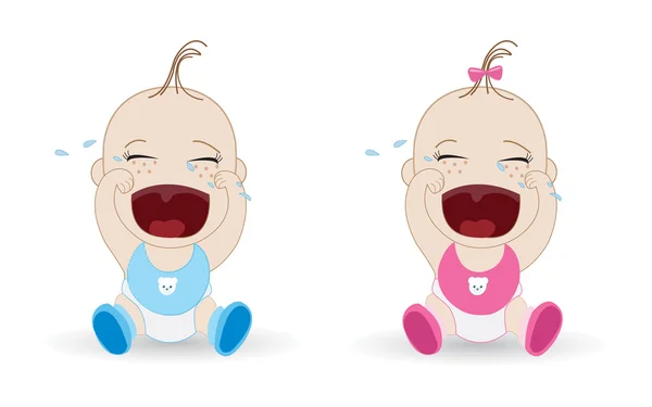 Schattig Baby meisje Baby jongen twin huilen baby vector — Stockvector