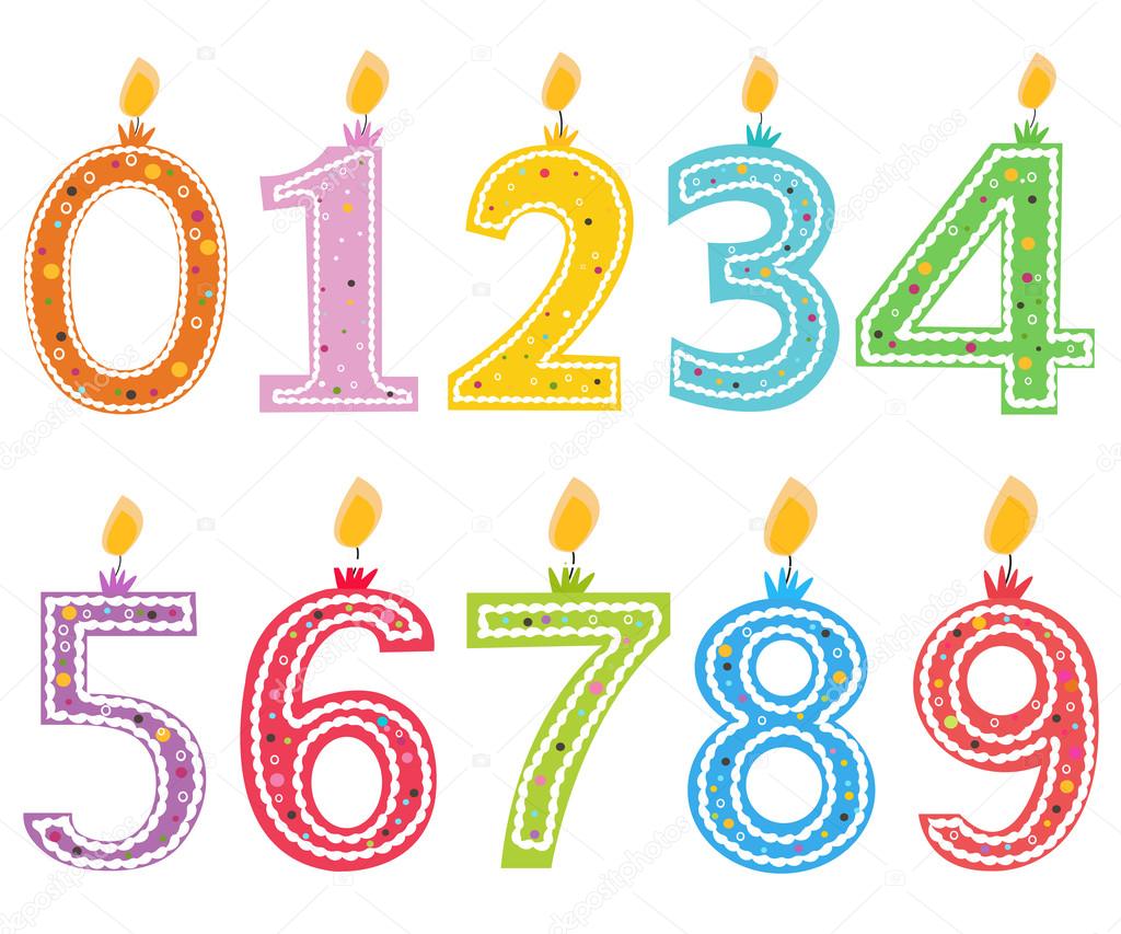 Download Happy birthday candle. Numbered birthday candles vector — Stock Vector © gulsengunel #107644196