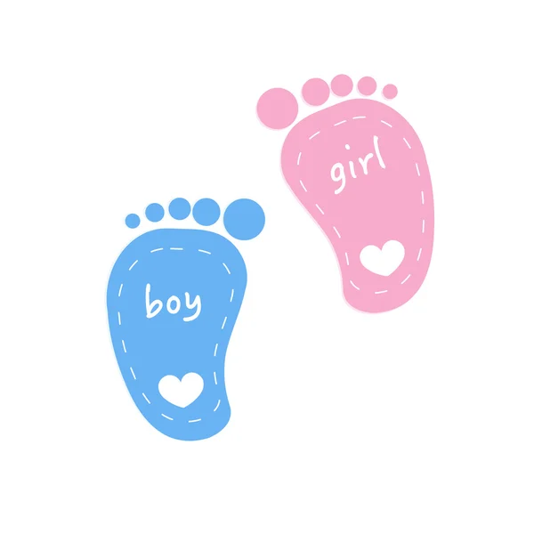 Pegadas de bebê bebê bebê menina e menino vetor —  Vetores de Stock