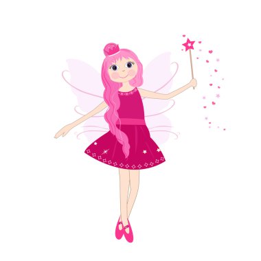 Sevimli pembe peri masalı vektör çizim
