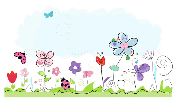 Yaz saati soyut renkli doodle çiçek vektör arka plan