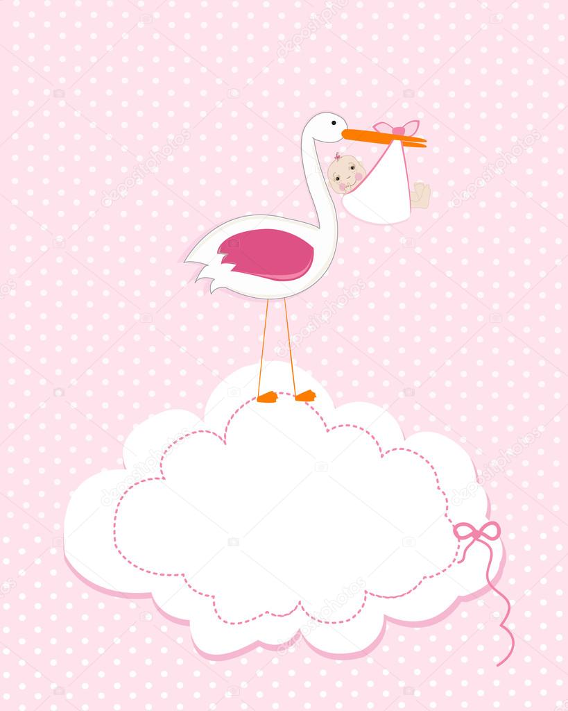 Baby's Scan Photo Album With a Stork Design Baby Pink 