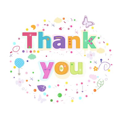 Metin yazarak teşekkür ederiz. Renkli poster tasarımı vektör illüstrasyon