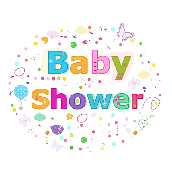 Baby shower lettering text. Colorful poster design vector illustration — Stock Vector