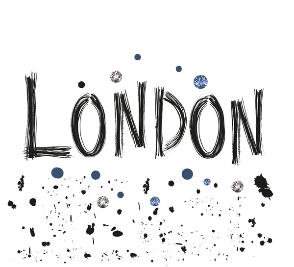 London hand drawn letter with sparkling dots poster design vector illustration — Stock Vector
