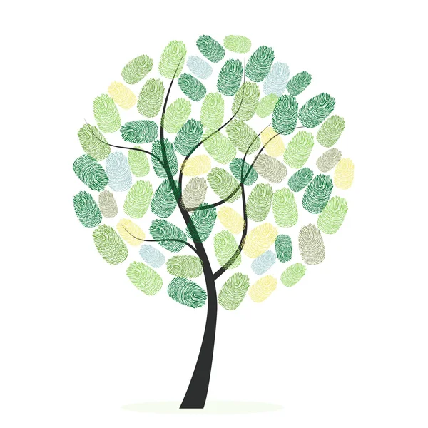 Árbol verde con ilustración vectorial huellas dactilares — Archivo Imágenes Vectoriales