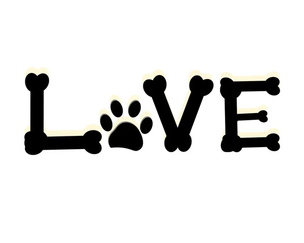 Отпечаток лапы собаки с любовным словом. Декор комнаты для домашних животных современный вектор декора стен иллюстрация — стоковый вектор