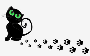 Siyah kedi pençe izleri vektör çizim ile
