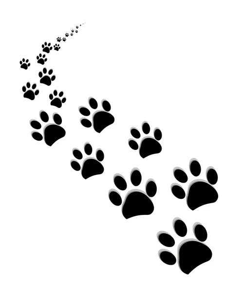 Black paw prints vector illustration background — Stock Vector