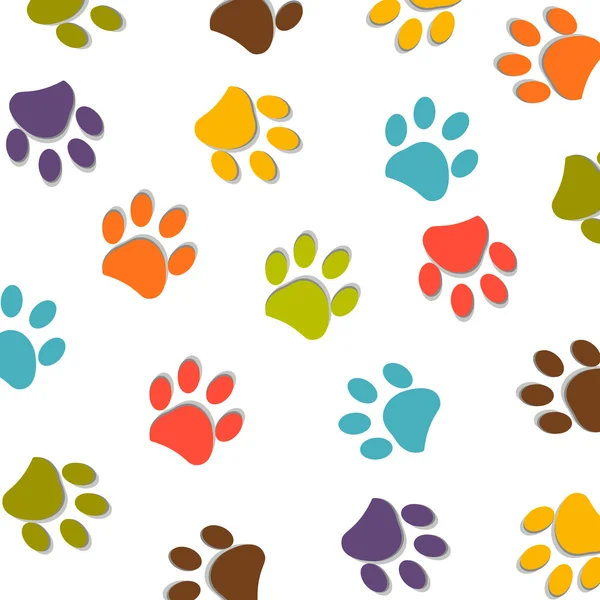 Σκύλος πόδι εκτύπωσης πολύχρωμο μοτίβο διανυσματικά εικονογράφηση — Διανυσματικό Αρχείο