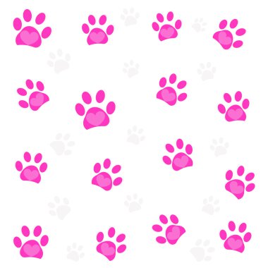  Desen vektör çizim pembe kalp pençe izleri