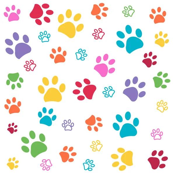 Colorful paw pattern vector illustration — Stock Vector