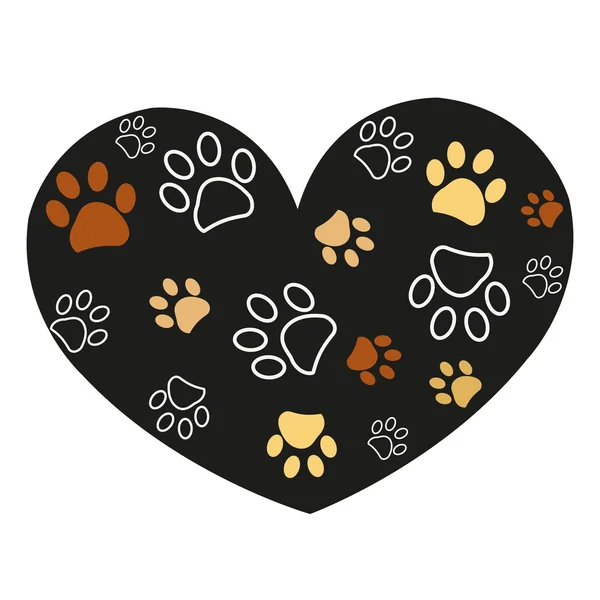 Paw print gemaakt van hart. Vector afbeelding achtergrond — Stockvector