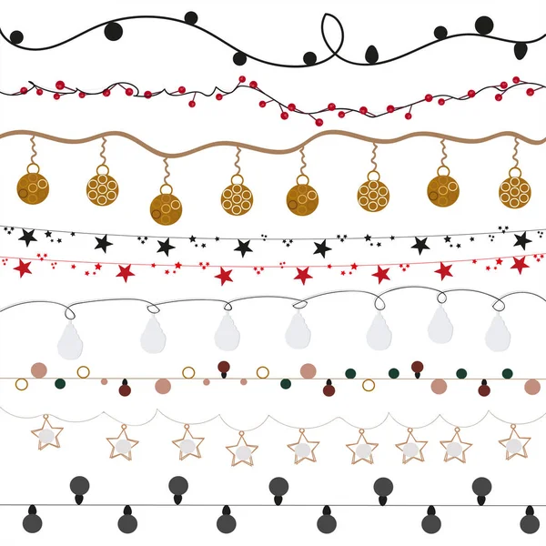 Coleção Lâmpadas Coloridas Conjunto Luzes Natal Para Xmas Design Cartão — Vetor de Stock