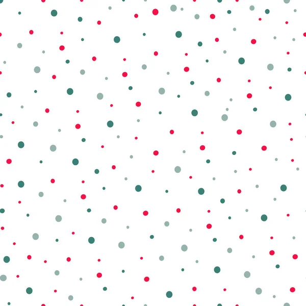 Patrón Sin Costuras Navidad Fondo Invierno Con Puntos Verdes Rojos — Vector de stock