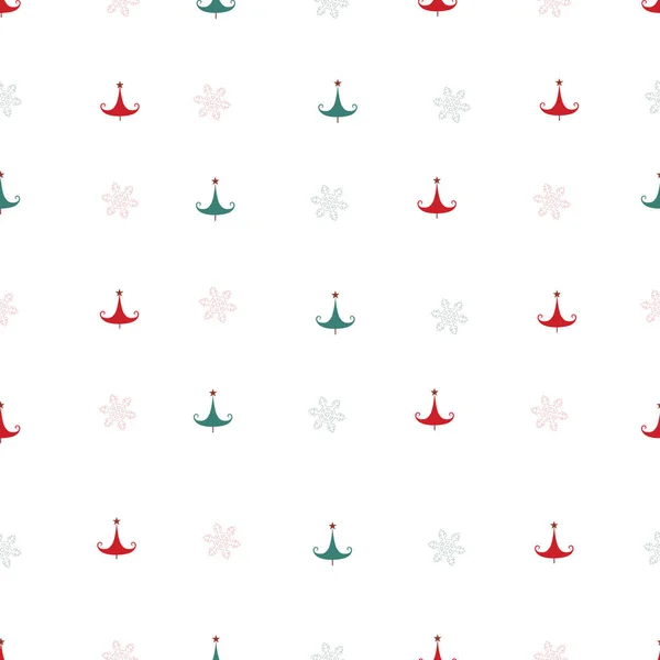 Patrón Sin Costuras Navidad Fondo Invierno Con Árboles Copos Nieve — Archivo Imágenes Vectoriales