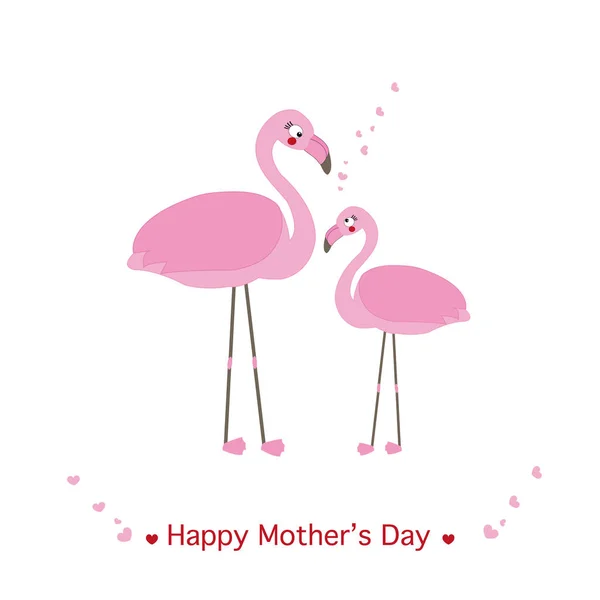 Flamingó Flamingó Baba Anya Anya Elefánt Baba Flamingó Ajándék Szív — Stock Vector