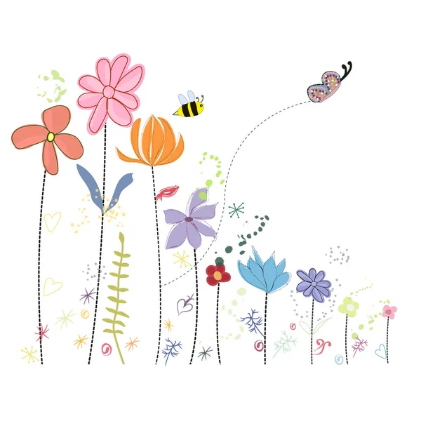 Primavera Tiempo Decorativo Flor Ilustración Flor Fondo Primavera Verano Saludo — Vector de stock