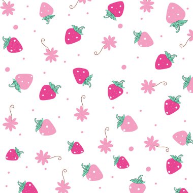 Vektör arka plan çilek ve çiçekler