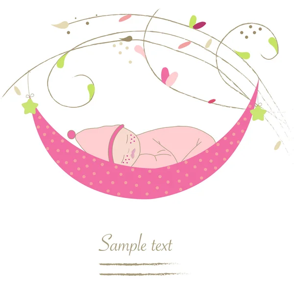 Newborn baby cradle greeting card vector — Stock Vector