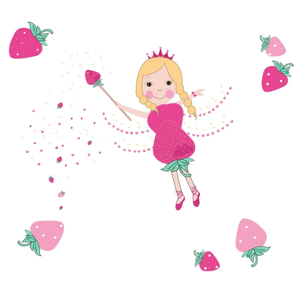 Strawberry fairy tale vector background — Stock Vector